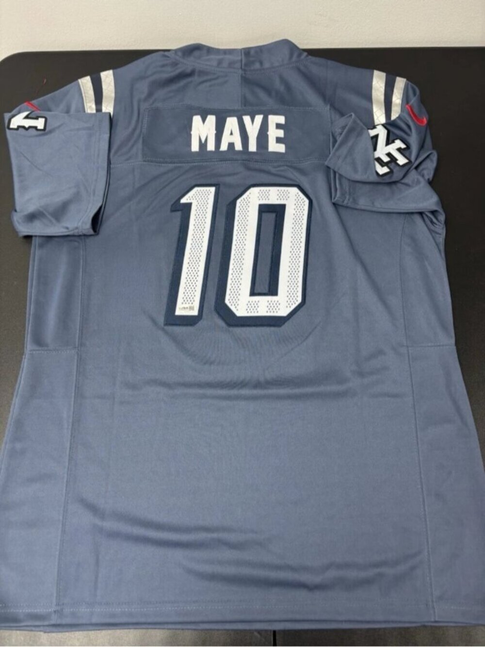 Drake Maye Stitched Jersey Storm Blue Vapor